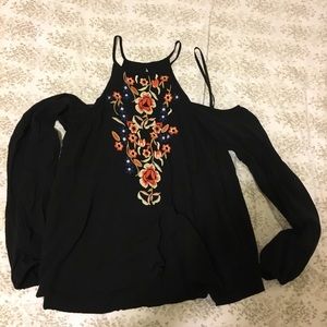 Abercrombie Cold Shoulder Embroidered Top